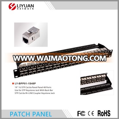 LY-BPP01-1S48P InLine Patch Panel 48 Way Patch Keystone Snap-in Sheet Empty 19 Inches Black Patch Panel