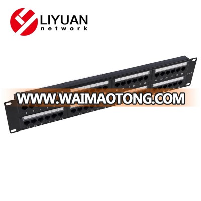 LY-PP6-06 1u 48 port patch panel cat5e cat6 1u rj11 rj45 ports patch panel